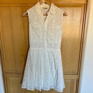 Sleeveless mini shirtdress with embroidery